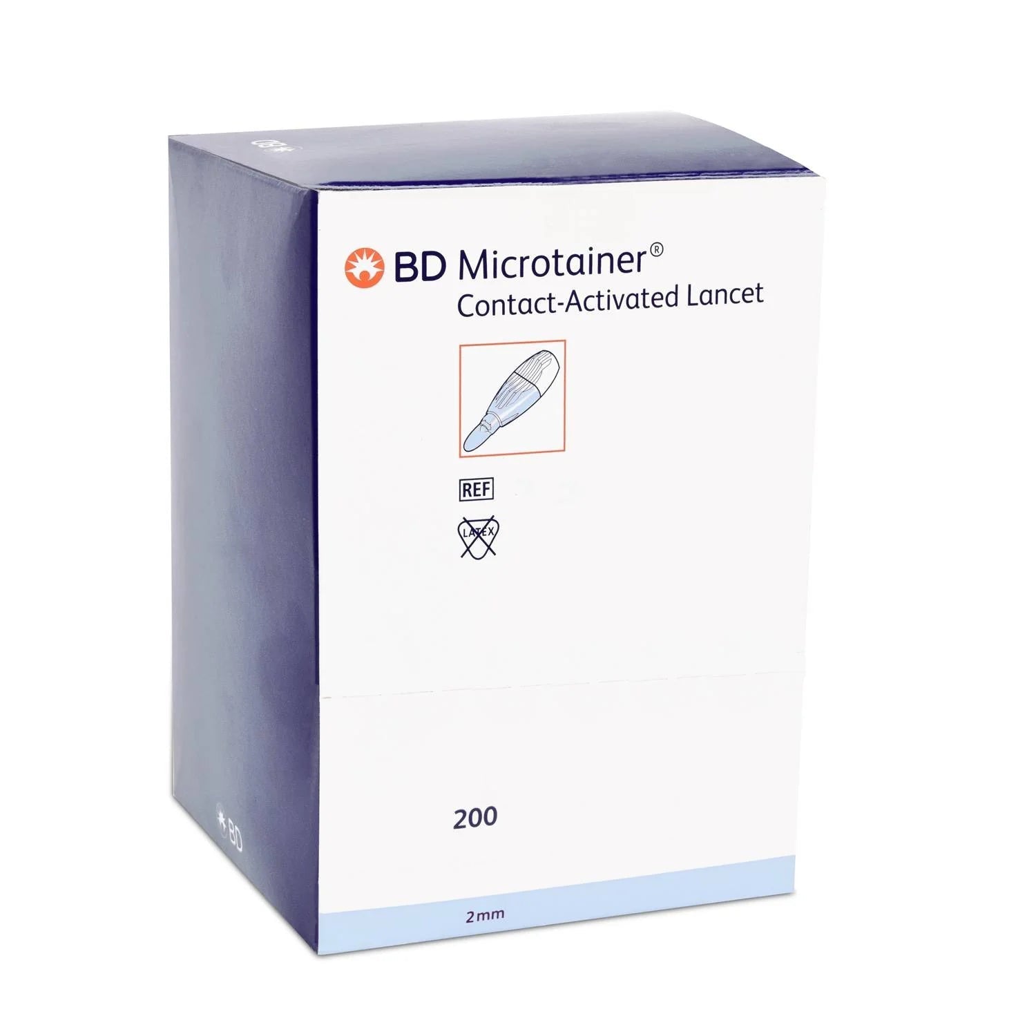 BD Microtainer kontaktaktiveret lancet, blå, 1,5 mm (bredde) x 2 mm (dybde) 1x200 stk - Nordic Tests ApS